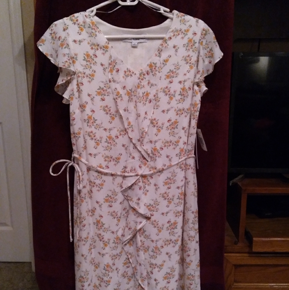Short White Floral Print dress